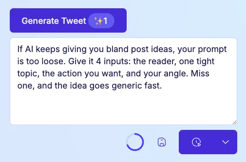 Tweet scheduling queue with planned posts for the week